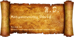 Matyasovszky Dávid névjegykártya